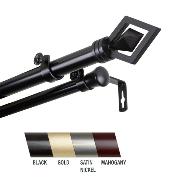 Lance 1 in. Double Curtain Rod; 120-170 in. - Black